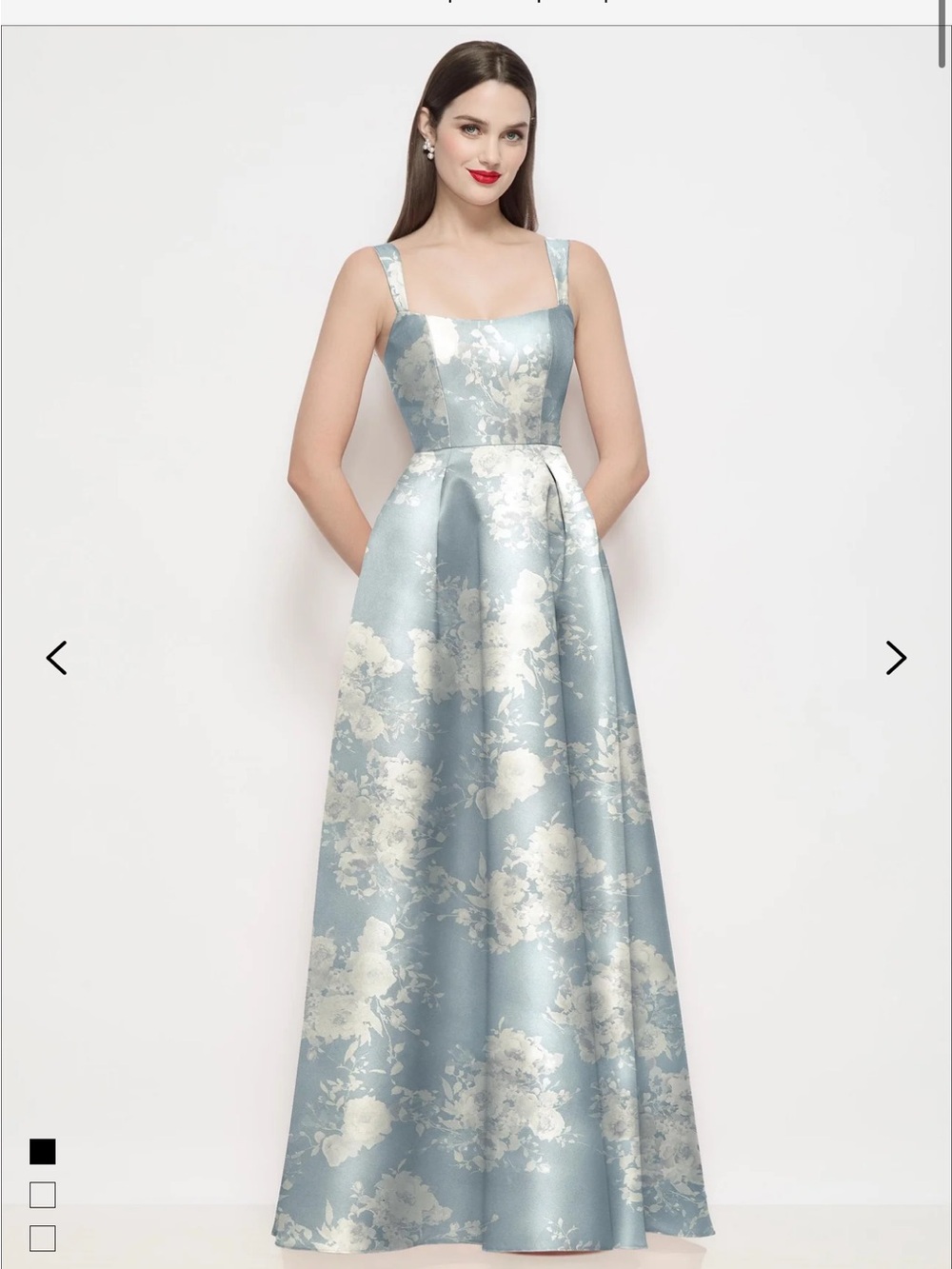 ALFRED SUNG Powder Blue Floral Jacquard Maxi Gown